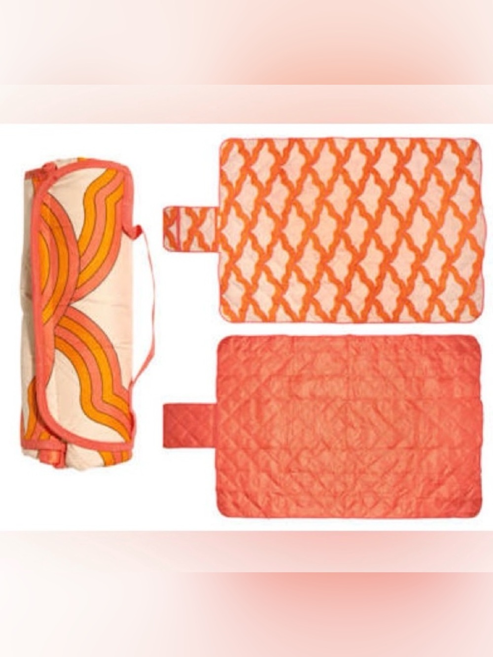 Society6 Pink and Orange Retro Curve Picnic Blanket
